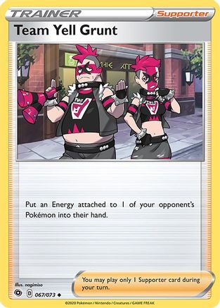 Team Yell Grunt 067/73  - Reverse Holofoil Champions Path - Uncommon