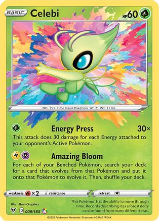 Celebi 009/185  - Holofoil SWSH04 Vivid Voltage - Amazing Rare