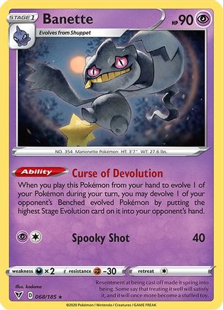 Banette 068/185  - Reverse Holofoil SWSH04 Vivid Voltage - Rare