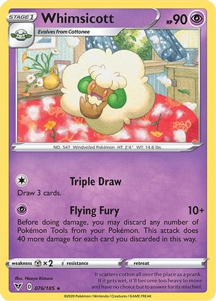 Whimsicott 076/185  - Reverse Holofoil SWSH04 Vivid Voltage - Rare