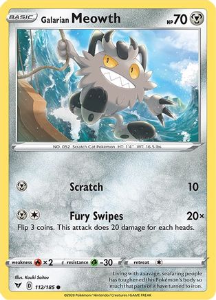 Galarian Meowth 112/185  SWSH04 Vivid Voltage - Common