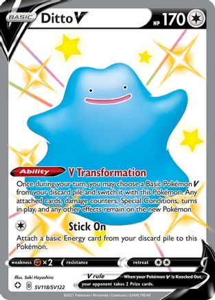 Ditto V SV118/SV122  - Holofoil Shining Fates Shiny Vault - Shiny Holo Rare