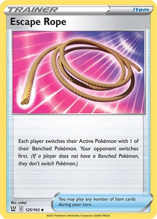 Escape Rope 125/163  - Reverse Holofoil SWSH05 Battle Styles - Uncommon