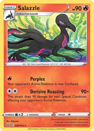 Salazzle 028/163  - Reverse Holofoil SWSH05 Battle Styles - Rare