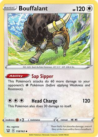 Bouffalant 118/163  - Reverse Holofoil SWSH05 Battle Styles - Uncommon