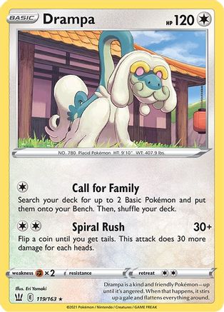 Drampa 119/163  - Reverse Holofoil SWSH05 Battle Styles - Rare