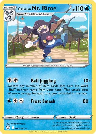 Galarian Mr. Rime 035/163  - Reverse Holofoil SWSH05 Battle Styles - Rare