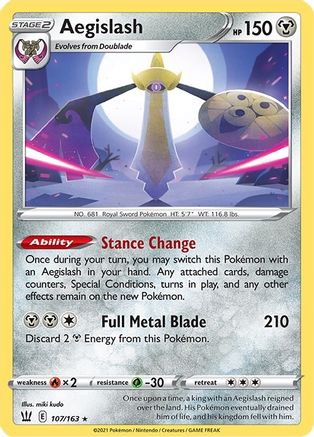 Aegislash (107) 107/163  - Holofoil SWSH05 Battle Styles - Holo Rare