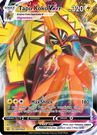 Tapu Koko VMAX 051/163  - Holofoil SWSH05 Battle Styles - Ultra Rare