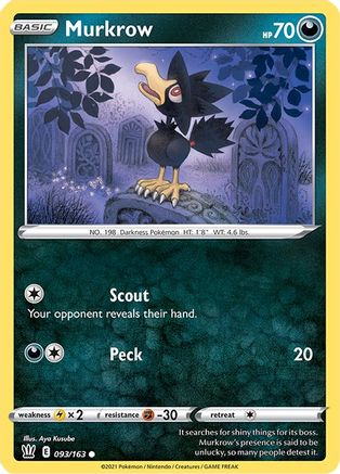 Murkrow 093/163  - Reverse Holofoil SWSH05 Battle Styles - Common