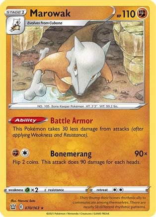 Marowak 070/163  - Reverse Holofoil SWSH05 Battle Styles - Rare