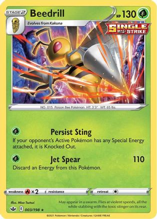 Beedrill 003/198  - Holofoil SWSH06 Chilling Reign - Holo Rare
