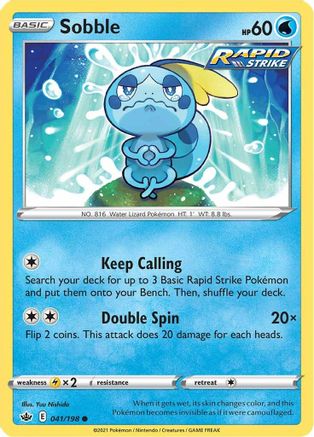 Sobble 041/198  - Reverse Holofoil SWSH06 Chilling Reign - Common