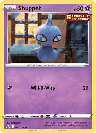 Shuppet 062/198  - Reverse Holofoil SWSH06 Chilling Reign - Common