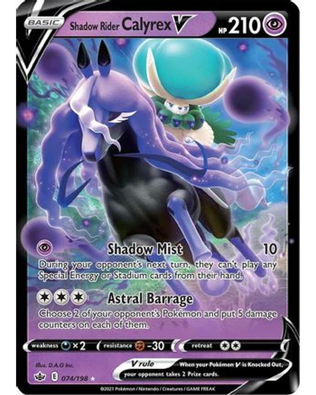 Shadow Rider Calyrex V 074/198  - Holofoil SWSH06 Chilling Reign - Ultra Rare
