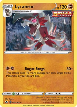 Lycanroc 087/198  - Holofoil SWSH06 Chilling Reign - Holo Rare