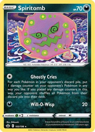 Spiritomb 103/198  - Reverse Holofoil SWSH06 Chilling Reign - Rare