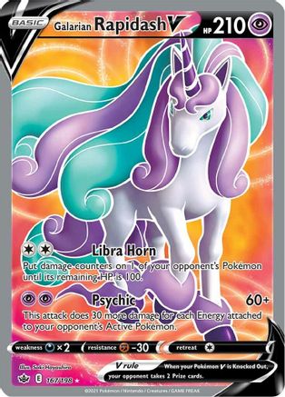 Galarian Rapidash V (Full Art) 167/198  - Holofoil SWSH06 Chilling Reign - Ultra Rare
