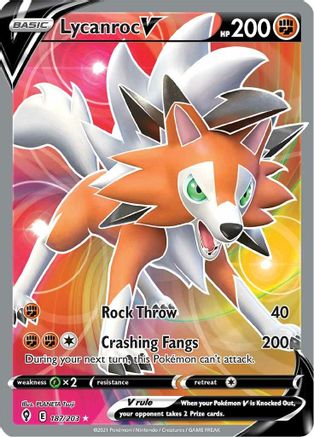 Lycanroc V (Full Art) 187/203  - Holofoil SWSH07 Evolving Skies - Ultra Rare