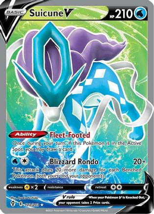 Suicune V (Full Art) 173/203  - Holofoil SWSH07 Evolving Skies - Ultra Rare