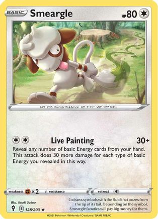 Smeargle 128/203  - Reverse Holofoil SWSH07 Evolving Skies - Rare