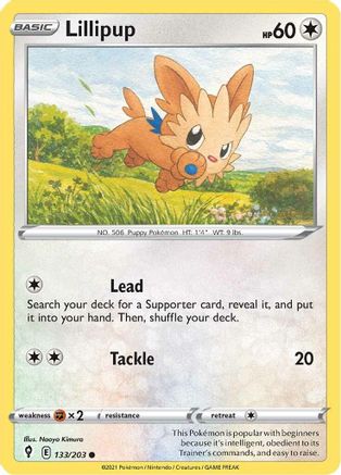 Lillipup 133/203  - Reverse Holofoil SWSH07 Evolving Skies - Common