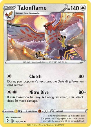Talonflame 140/203  - Reverse Holofoil SWSH07 Evolving Skies - Rare