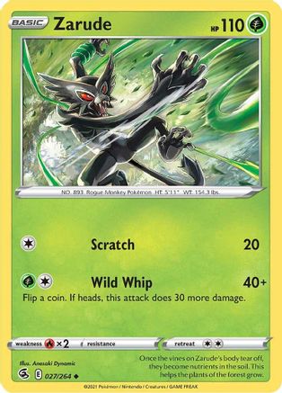 Zarude 027/264  - Reverse Holofoil SWSH08 Fusion Strike - Uncommon