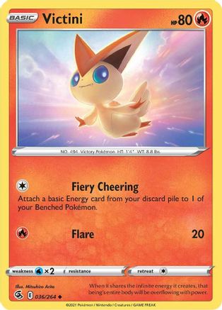 Victini 036/264  - Reverse Holofoil SWSH08 Fusion Strike - Uncommon