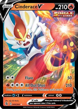 Cinderace V (44) 044/264  - Holofoil SWSH08 Fusion Strike - Ultra Rare
