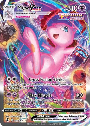 Mew VMAX (Alternate Art Secret) 269/264  - Holofoil SWSH08 Fusion Strike - Secret Rare