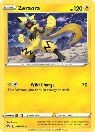 Zeraora 102/264  - Reverse Holofoil SWSH08 Fusion Strike - Rare
