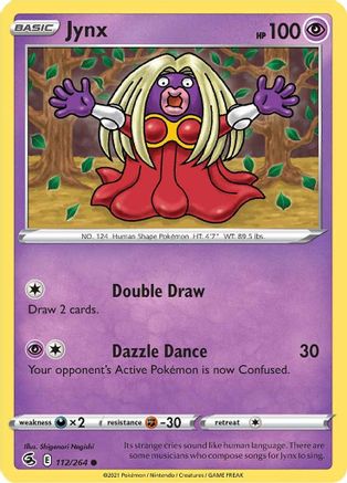 Jynx 112/264  - Reverse Holofoil SWSH08 Fusion Strike - Common