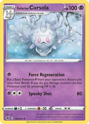 Galarian Cursola 118/264  - Reverse Holofoil SWSH08 Fusion Strike - Rare
