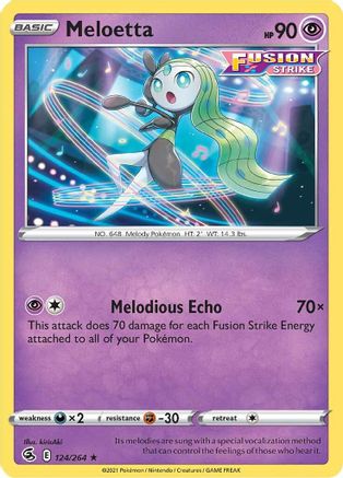 Meloetta 124/264  - Reverse Holofoil SWSH08 Fusion Strike - Rare