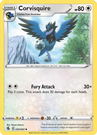 Corvisquire 220/264  - Reverse Holofoil SWSH08 Fusion Strike - Uncommon