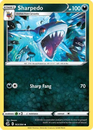 Sharpedo 163/264  SWSH08 Fusion Strike - Uncommon