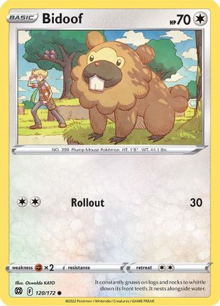 Bidoof 120/172  - Reverse Holofoil SWSH09 Brilliant Stars - Common