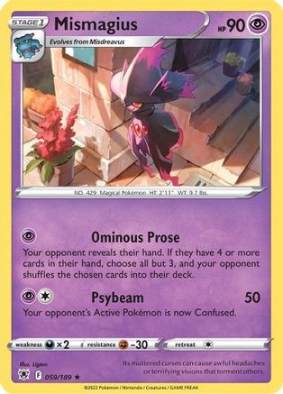 Mismagius 059/189  - Reverse Holofoil SWSH10 Astral Radiance - Rare