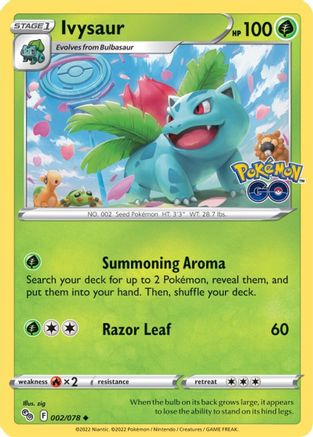 Ivysaur 002/078  Pokemon GO - Uncommon