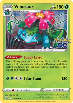 Venusaur 003/078  - Holofoil Pokemon GO - Holo Rare