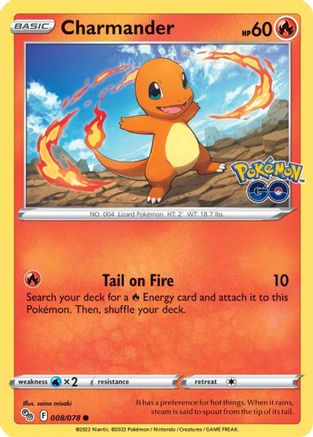 Charmander 008/078  - Reverse Holofoil Pokemon GO - Common