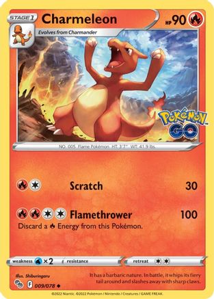 Charmeleon 009/078  - Reverse Holofoil Pokemon GO - Uncommon