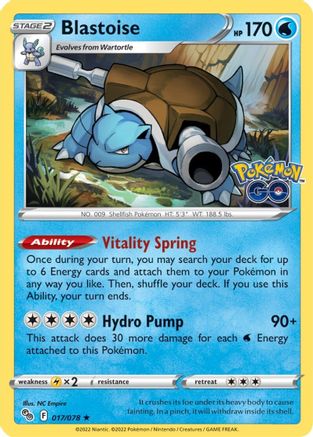 Blastoise 017/078  - Holofoil Pokemon GO - Holo Rare