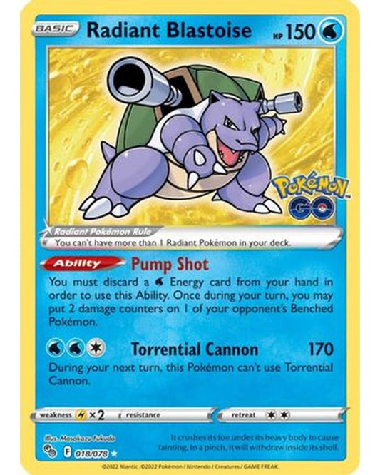 Radiant Blastoise 018/078  - Holofoil Pokemon GO - Radiant Rare