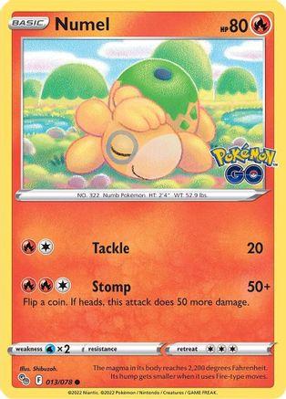 Numel 013/078  - Reverse Holofoil Pokemon GO - Common