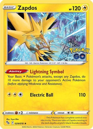 Zapdos 029/078  - Holofoil Pokemon GO - Holo Rare