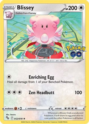 Blissey 052/078  - Holofoil Pokemon GO - Holo Rare