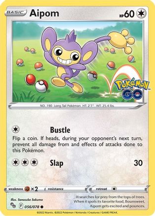 Aipom 056/078  - Reverse Holofoil Pokemon GO - Common