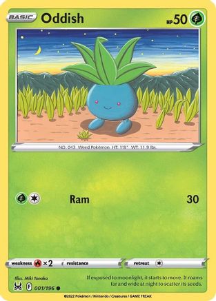 Oddish 001/196  - Reverse Holofoil SWSH11 Lost Origin - Common